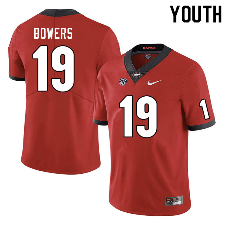 Youth #19 Brock Bowers Georgia Bulldogs College Football Jerseys Sale-Red